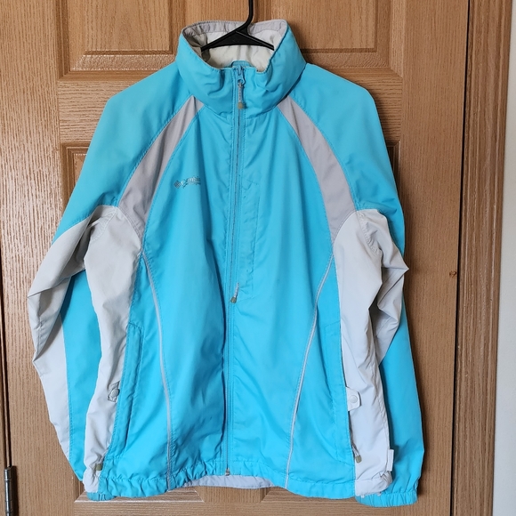 Columbia Blue Colorblock Raincoat, Large - Picture 2 of 15